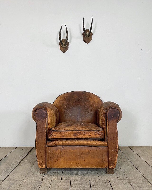 Vintage French Leather Club Chair — Vintage Boathouse